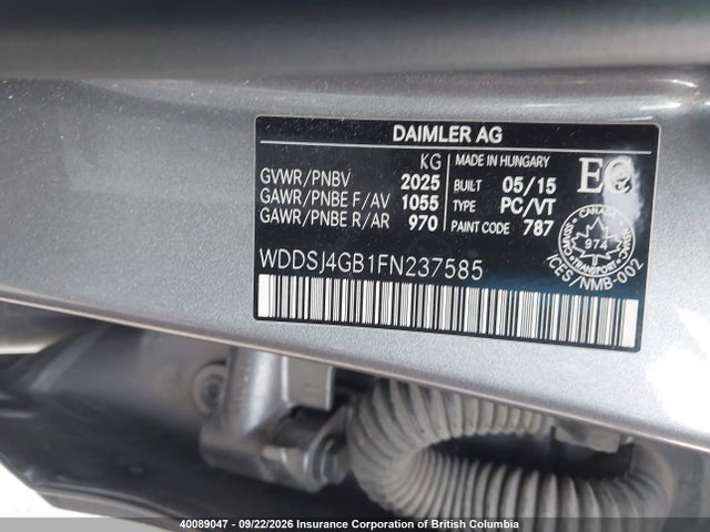 WDDSJ4GB1FN237585 Mercedes-Benz CLA 250 4MATIC
