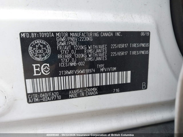 2T3RWRFV5KW018974 Toyota RAV4