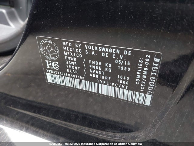 Volkswagen Jetta 2015 3VW4S7AJ8FM403108 Image 9