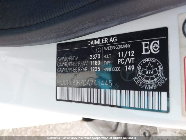 40089084 :رقم المزاد ، WDDHF8JB7DA741445 vin ، 2013 Mercedes-benz E 350 4matic مزاد بيع