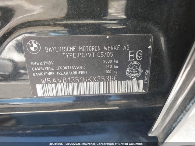 Продажа на аукционе авто 2006 Bmw 325 I, vin: WBAVB13516KX35366, номер лота: 40084866