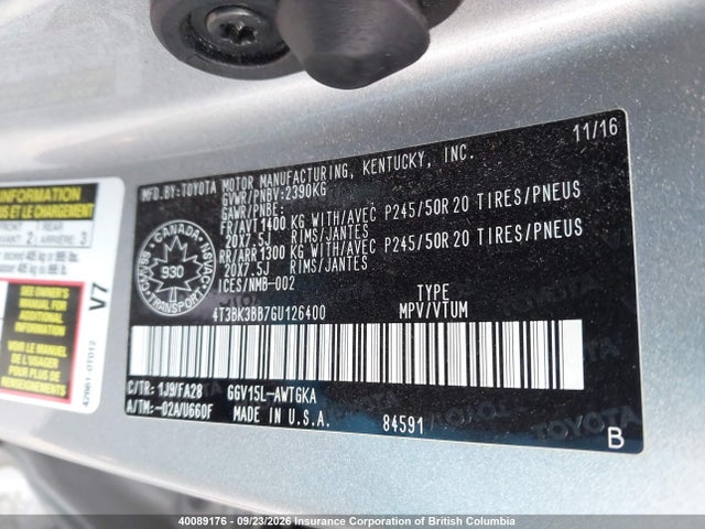 Toyota Venza 2016 4T3BK3BB7GU126400 Image 9