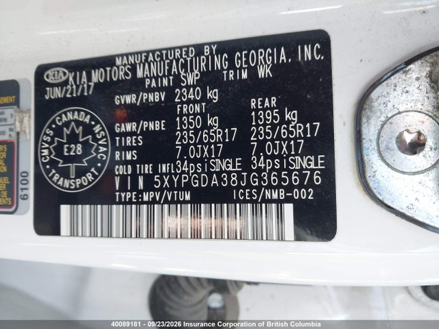 KIA Sorento Lx/l 2018 5XYPGDA38JG365676 Image 9