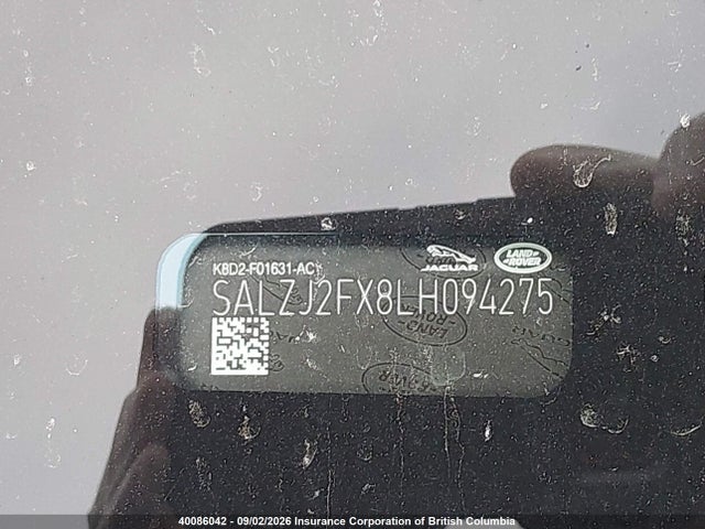40086042 :رقم المزاد ، SALZJ2FX8LH094275 vin ، 2020 Land Rover Range Rover Evoque S مزاد بيع