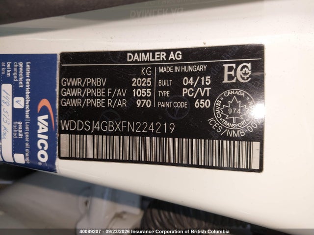 WDDSJ4GBXFN224219 Mercedes-Benz CLA 250 4MATIC