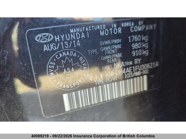 40089219 :رقم المزاد ، KMHDH4AE1FU306214 vin ، 2015 Hyundai Elantra Se/sport/limited مزاد بيع