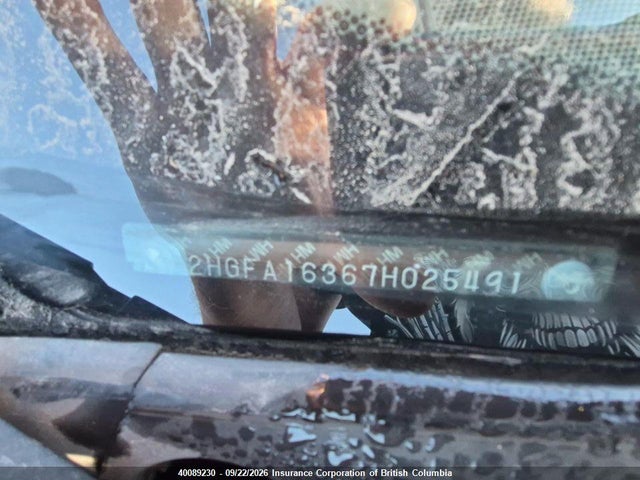 40089230 :رقم المزاد ، 2HGFA16367H025491 vin ، 2007 Honda Civic مزاد بيع
