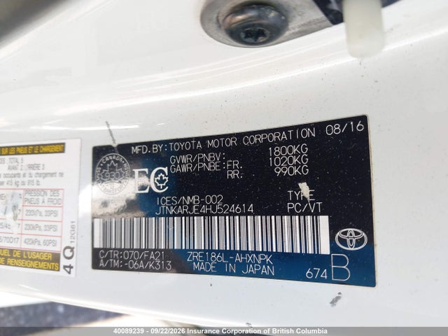 Toyota COROLLA IM 2017 JTNKARJE4HJ524614 Image 9