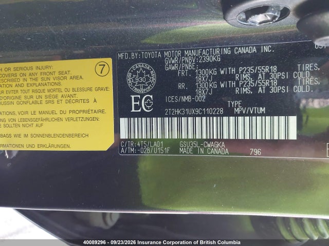 Aukcja sprzedaży 2009 Lexus Rx 350, vin: 2T2HK31UX9C110228, numer aukcji: 40089296
