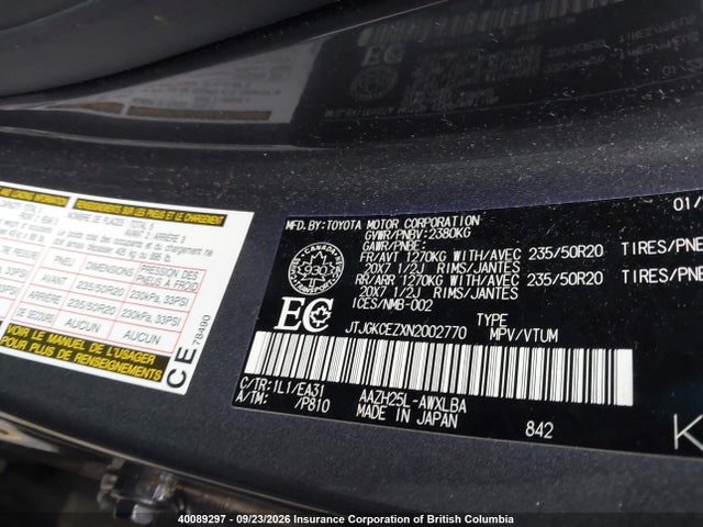Aukcja sprzedaży 2022 Lexus Nx 350h 350h, vin: JTJGKCEZXN2002770, numer aukcji: 40089297