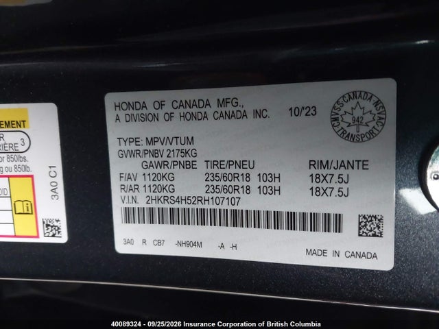 Honda CR-V 2024 2HKRS4H52RH107107 Image 9