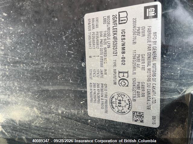 Chevrolet EQUINOX LS 2015 2GNFLEEK4F6393131 Image 8