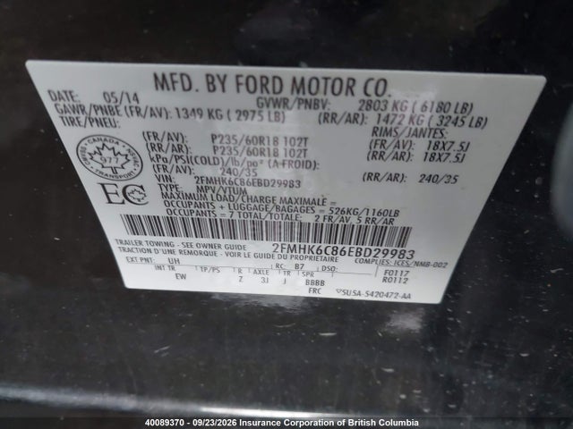 2FMHK6C86EBD29983 Ford Flex