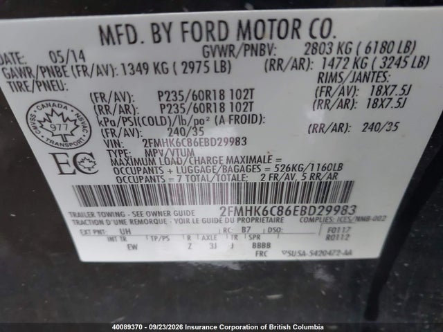 2FMHK6C86EBD29983 Ford Flex