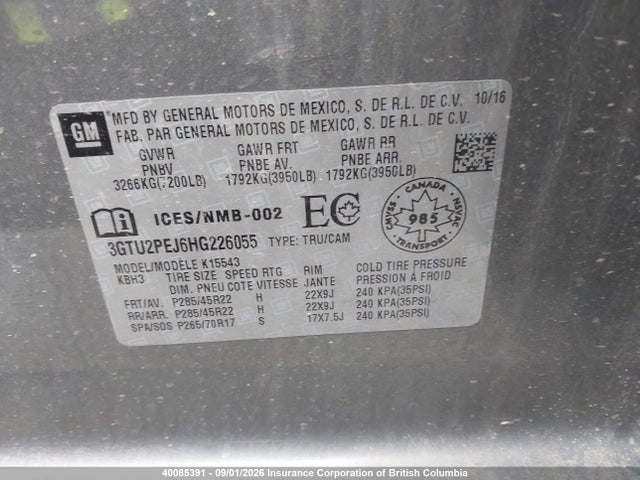 Продаж на аукціоні авто 2017 Gmc Sierra K1500 Denali, vin: 3GTU2PEJ6HG226055, номер лоту: 40085391