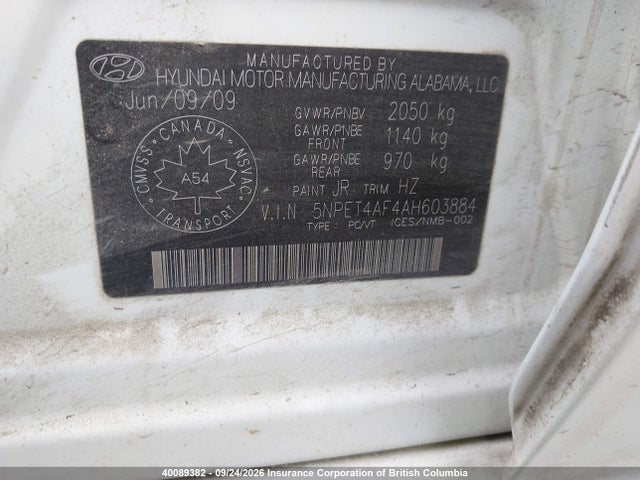 Aukcja sprzedaży 2010 Hyundai Sonata Limited V6, vin: 5NPET4AF4AH603884, numer aukcji: 40089382