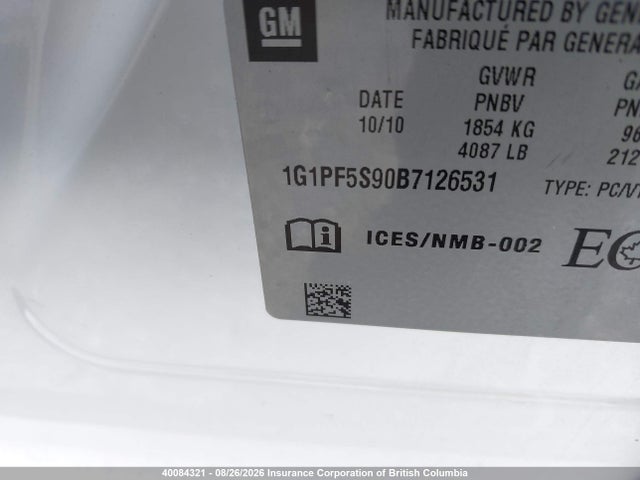 Продажа на аукционе авто 2011 Chevrolet Cruze Lt, vin: 1G1PF5S90B7126531, номер лота: 40084321