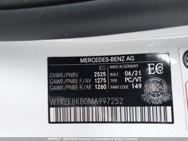 Aukcja sprzedaży 2021 Mercedes-benz Amg E 63 S 4matic, vin: W1KZF8KB0MA997252, numer aukcji: 40089387