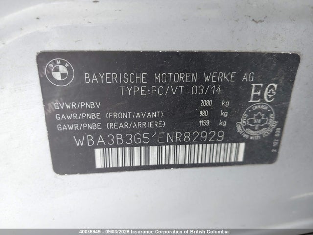 BMW 328i Xdrive 2014 WBA3B3G51ENR82929 Image 9