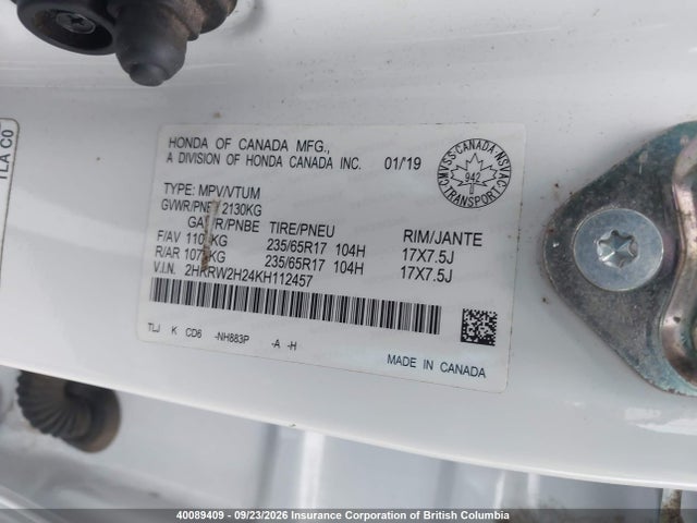 Honda CR-V 2019 2HKRW2H24KH112457 Image 9