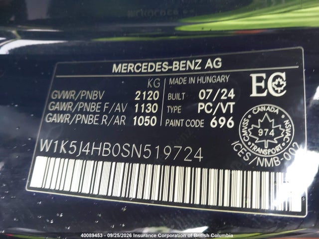 Продажа на аукционе авто 2025 Mercedes-benz Cla 250 4matic, vin: W1K5J4HB0SN519724, номер лота: 40089453