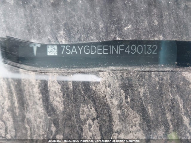 40089469 :رقم المزاد ، 7SAYGDEE1NF490132 vin ، 2022 Tesla Model Y Long Range مزاد بيع