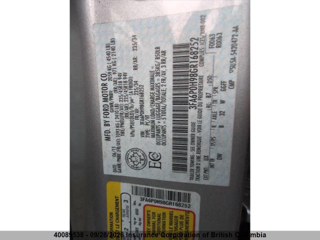 Aukcja sprzedaży 2016 Ford Fusion Se, vin: 3FA6P0H98GR168252, numer aukcji: 40089538