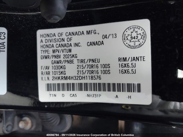 Продаж на аукціоні авто 2013 Honda Cr-v Lx, vin: 2HKRM4H32DH118576, номер лоту: 40086794