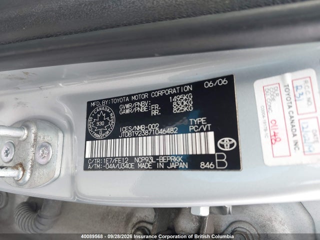 Aukcja sprzedaży 2007 Toyota Yaris, vin: JTDBT923871046482, numer aukcji: 40089568
