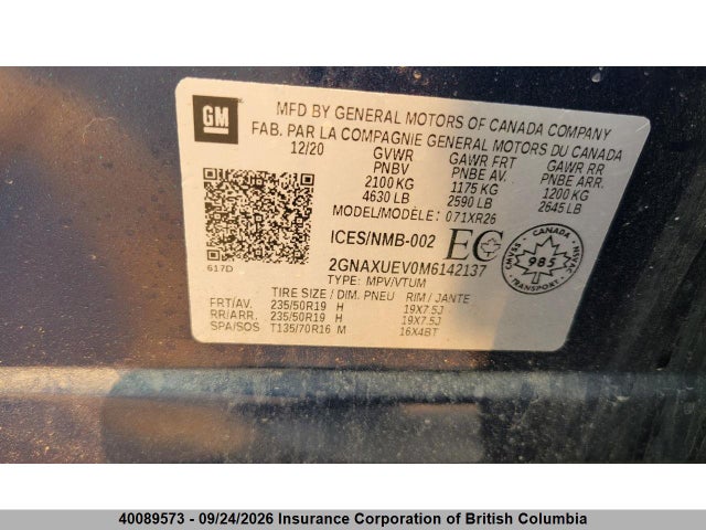 2GNAXUEV0M6142137 Chevrolet EQUINOX LT