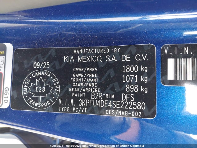 Aukcja sprzedaży 2025 Kia K4 Ex/ex+, vin: 3KPFU4DE4SE222580, numer aukcji: 40089578