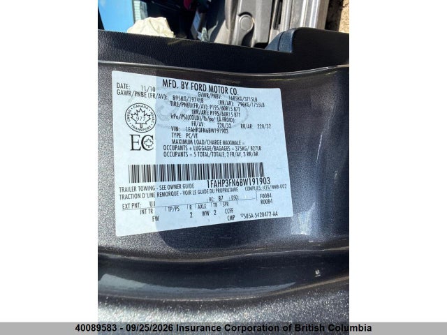 2011 Ford Focus მანქანა იყიდება აუქციონზე, vin: 1FAHP3FN6BW191903, აუქციონის ნომერი: 40089583