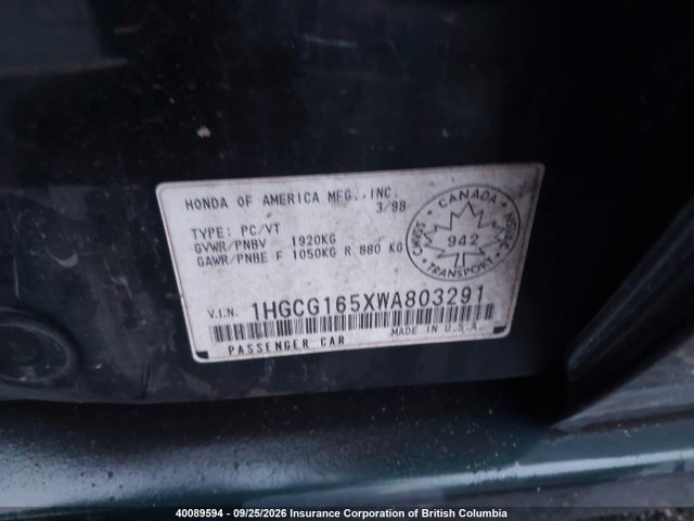 Продаж на аукціоні авто 1998 Honda Accord Ex V6, vin: 1HGCG165XWA803291, номер лоту: 40089594