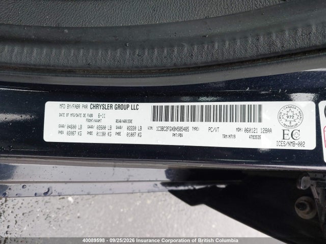 Aukcja sprzedaży 2011 Chrysler 200, vin: 1C3BC2FGXBN585485, numer aukcji: 40089598