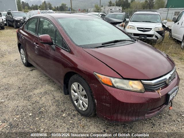 40089606 :رقم المزاد ، 2HGFB2F41CH019443 vin ، 2012 Honda Civic مزاد بيع