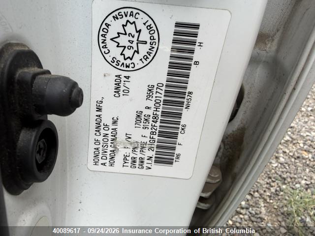 Honda Civic 2015 2HGFB2F48FH001770 Image 14