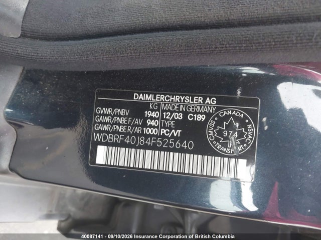 Продаж на аукціоні авто 2004 Mercedes-benz C 230 Classic/sport, vin: WDBRF40J84F525640, номер лоту: 40087141