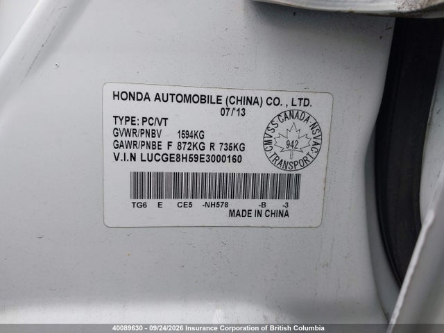 Honda Fit 2014 LUCGE8H59E3000160 Image 9