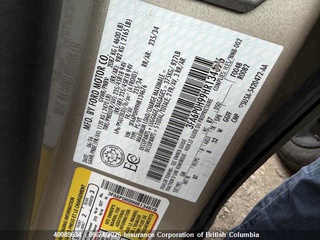 40089634 :رقم المزاد ، 3FA6P0H99HR134676 vin ، 2017 Ford Fusion Se مزاد بيع