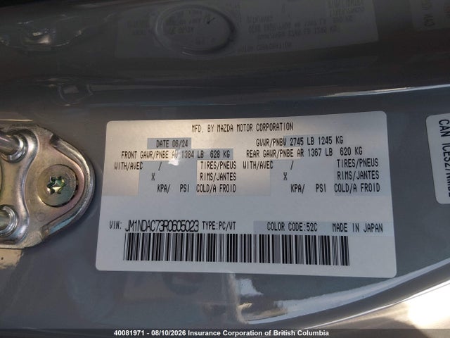 Продаж на аукціоні авто 2024 Mazda Mx-5 Miata Club, vin: JM1NDAC73R0605023, номер лоту: 40081971