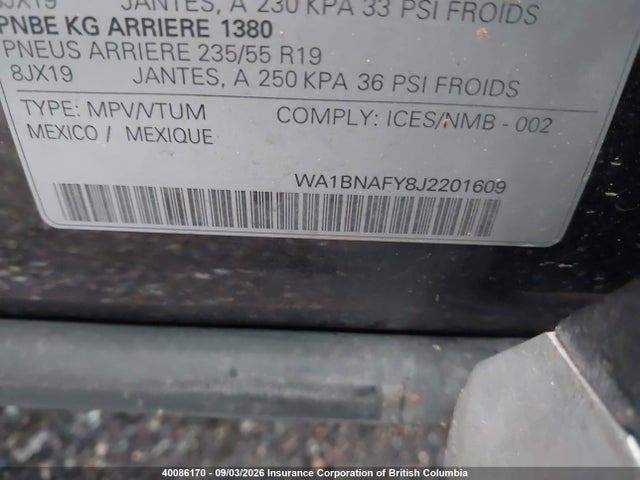 Aukcja sprzedaży 2018 Audi Q5 Premium Plus, vin: WA1BNAFY8J2201609, numer aukcji: 40086170