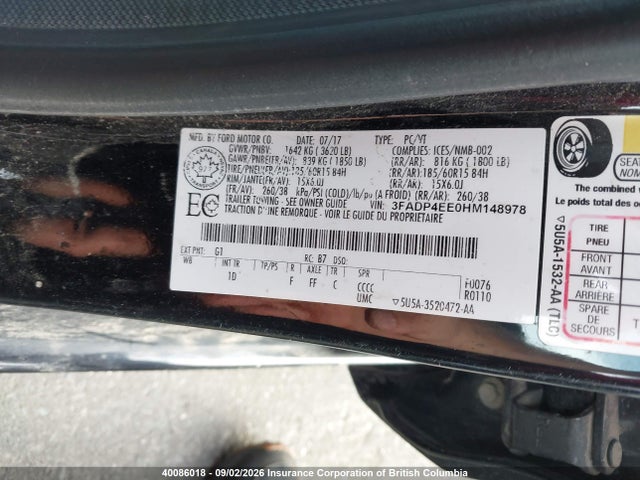 Ford FIESTA SE 2017 3FADP4EE0HM148978 Image 9