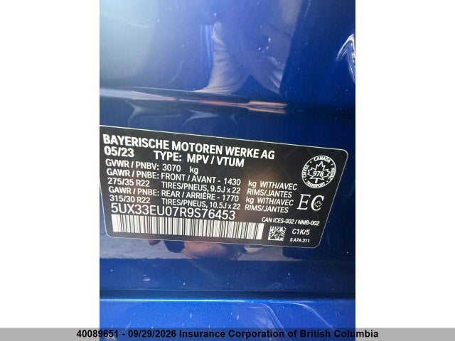 Aukcja sprzedaży 2024 Bmw X5 M60i Xdrive, vin: 5UX33EU07R9S76453, numer aukcji: 40089651