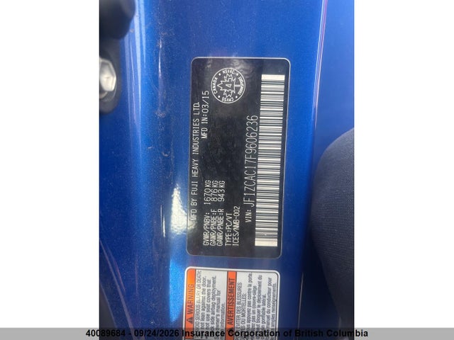 Продаж на аукціоні авто 2015 Subaru Brz, vin: JF1ZCAC17F9606236, номер лоту: 40089684