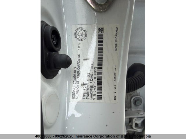 Honda Civic 2020 2HGFC2F7XLH004978 Image 6