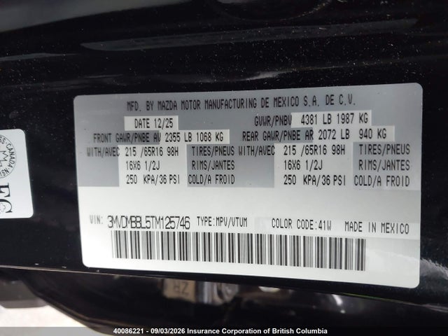 Aukcja sprzedaży 2026 Mazda Cx-30 Select Sport, vin: 3MVDMBBL5TM125746, numer aukcji: 40086221