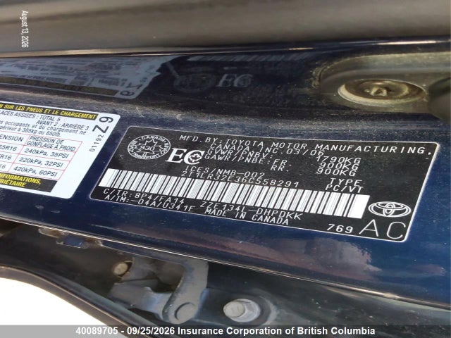 Продаж на аукціоні авто 2006 Toyota Matrix Xr, vin: 2T1LR32E36C558291, номер лоту: 40089705