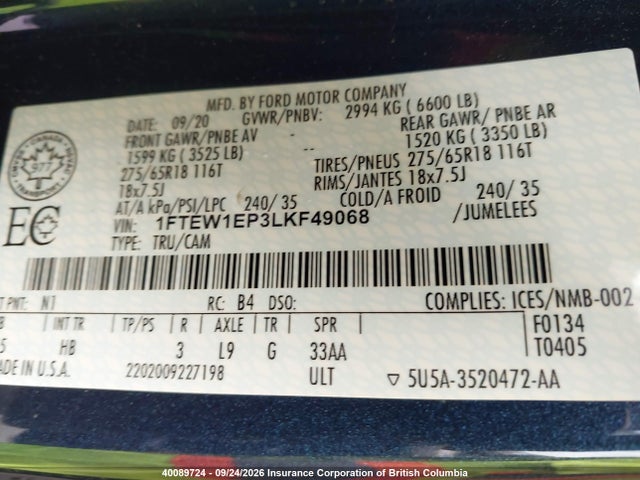 Ford F150 2020 1FTEW1EP3LKF49068 Image 17