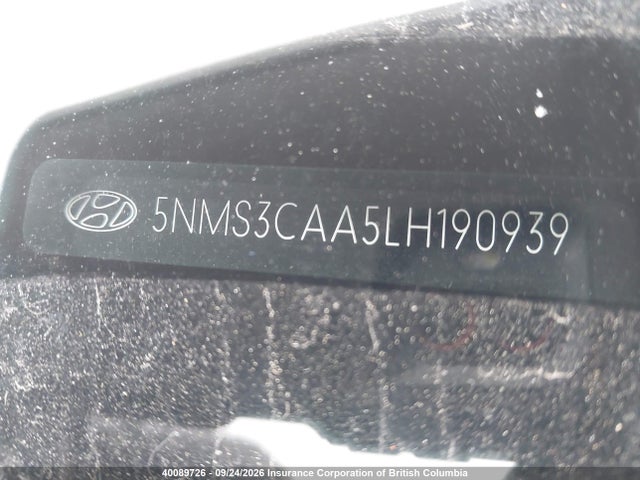 40089726 :رقم المزاد ، 5NMS3CAA5LH190939 vin ، 2020 Hyundai Santa Fe Sel/sel Plus مزاد بيع