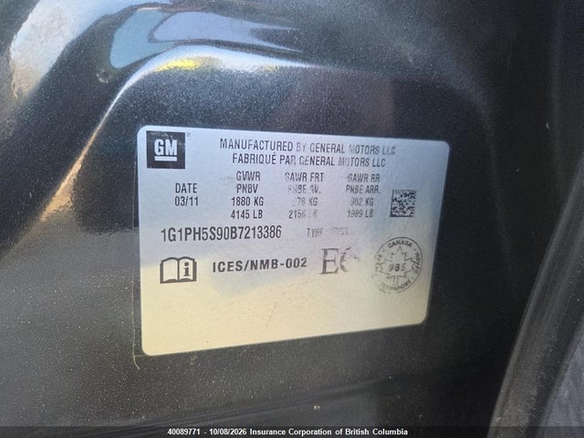 Продажа на аукционе авто 2011 Chevrolet Cruze, vin: 1G1PH5S90B7213386, номер лота: 40089771
